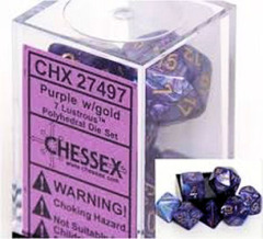 CHX 27497 Purple w/gold Lustrous Polyhedral 7-Dice Set